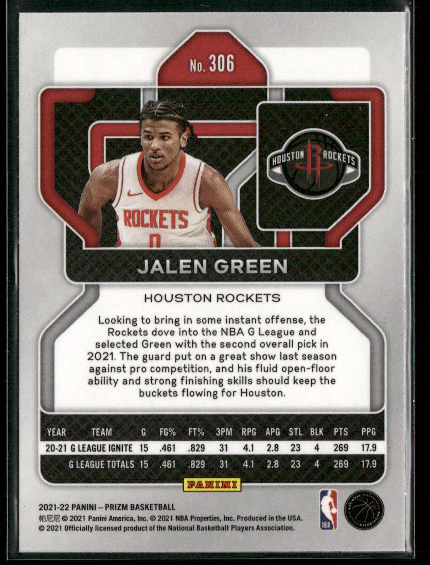 Jalen Green 2021-22 Panini Prizm #306 RC Houston Rockets