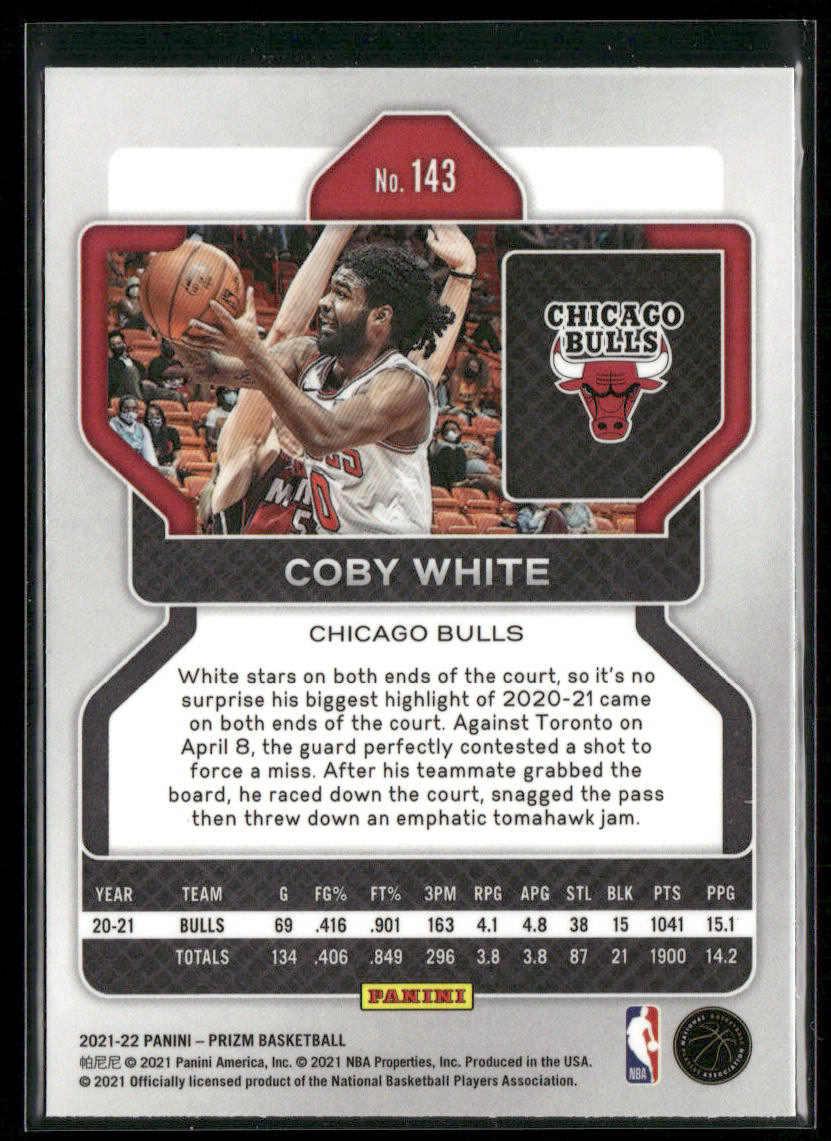 Coby White 2021-22 Panini Prizm #143 Chicago Bulls