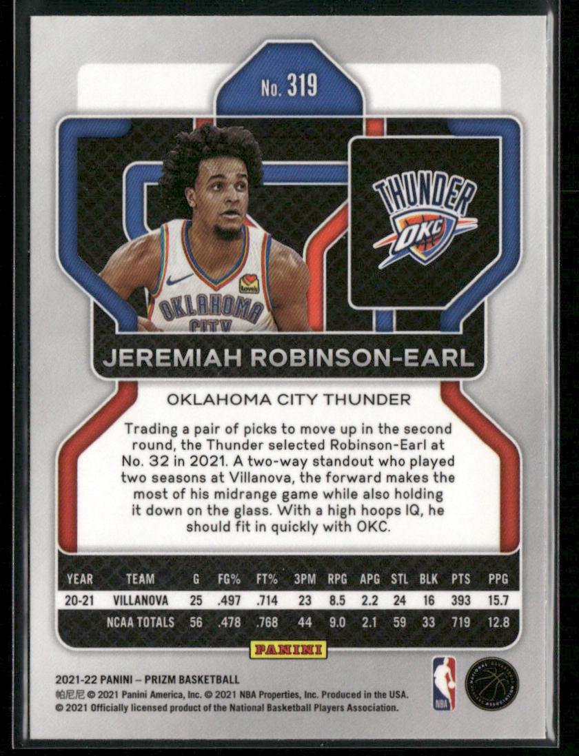 Jeremiah Robinson-Earl 2021-22 Panini Prizm #319 RC Oklahoma City Thunder