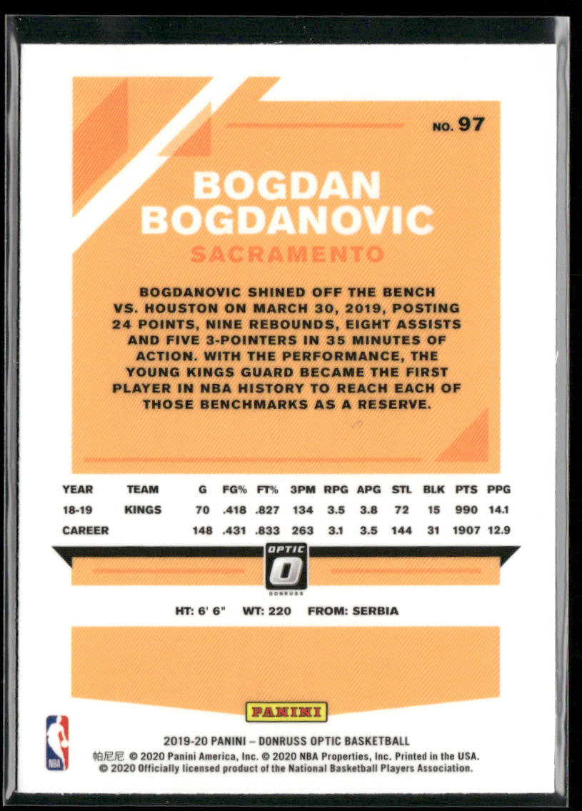 Bogdan Bogdanovic 2019-20 Donruss Optic #97 Sacramento Kings