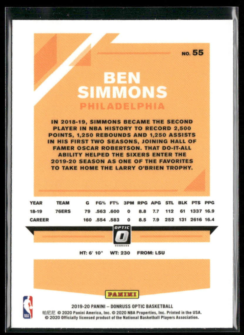 Ben Simmons 2019-20 Donruss Optic #55 Philadelphia 76ers