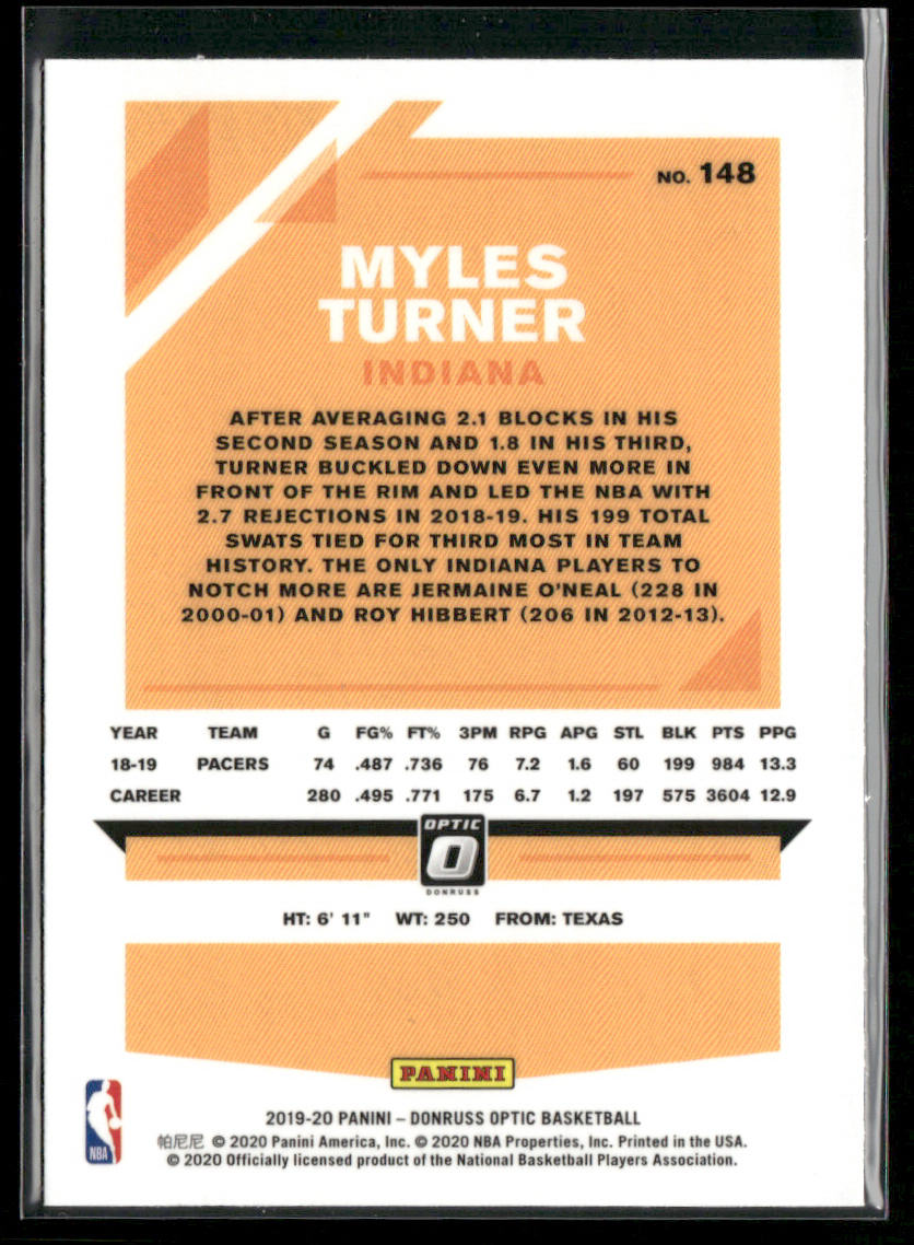 Myles Turner 2019-20 Donruss Optic #148 Indiana Pacers
