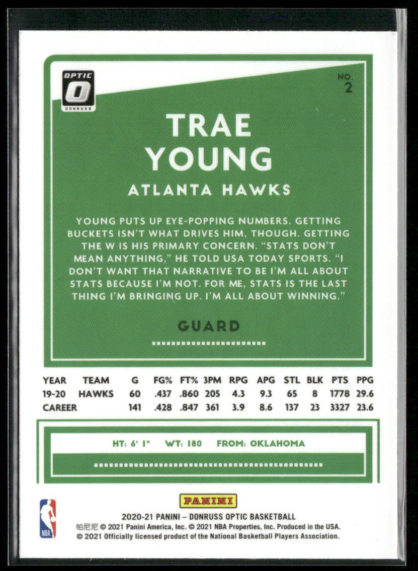 Trae Young 2020-21 Donruss Optic #2 Atlanta Hawks