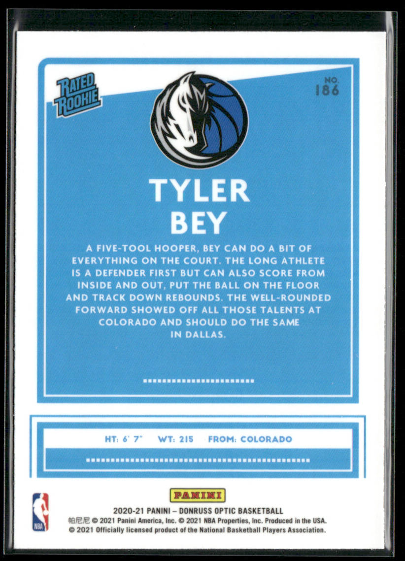 Tyler Bey 2020-21 Donruss Optic #186 RC Dallas Mavericks