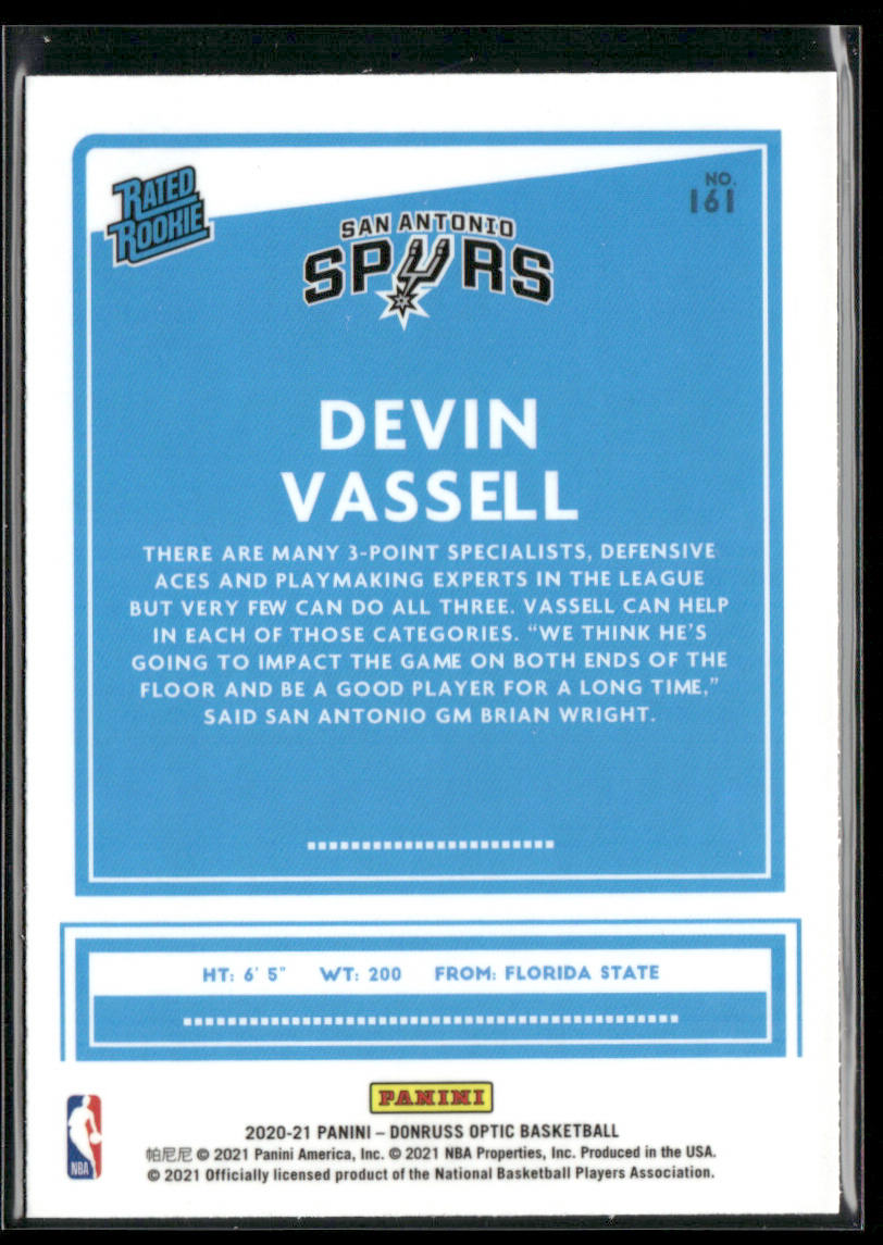 Devin Vassell 2020-21 Donruss Optic #161 RC San Antonio Spurs