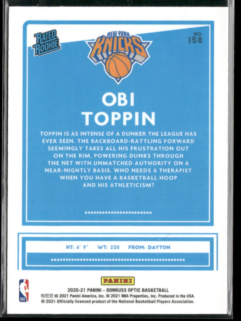 Obi Toppin 2020-21 Donruss Optic #158 RC New York Knicks