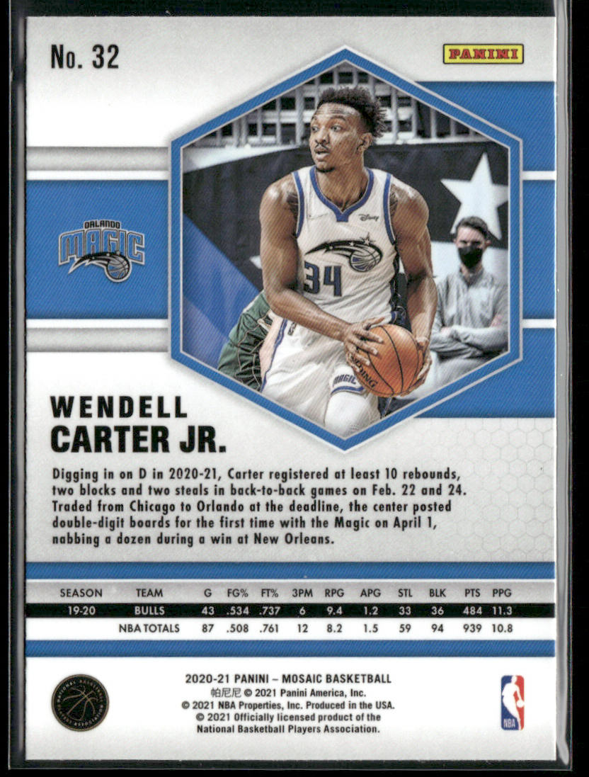 Wendell Carter Jr. 2020-21 Panini Mosaic #32 Orlando Magic