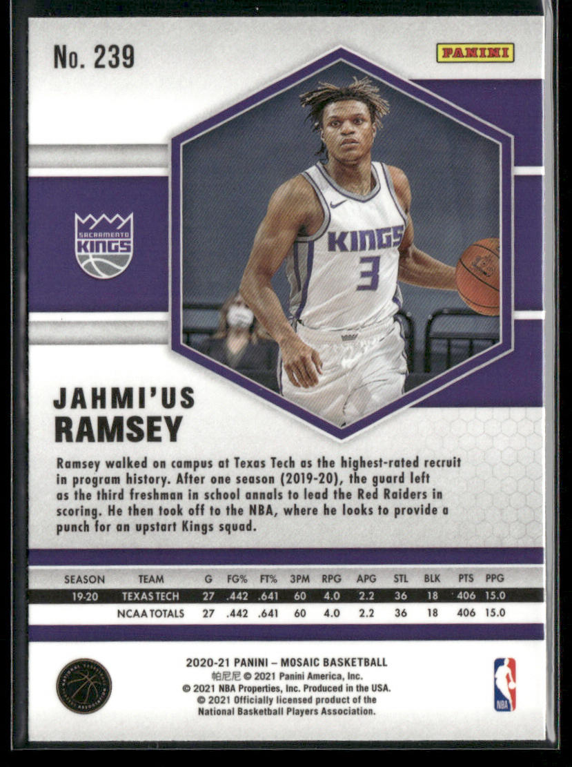 Jahmi'us Ramsey 2020-21 Panini Mosaic #239 RC Sacramento Kings
