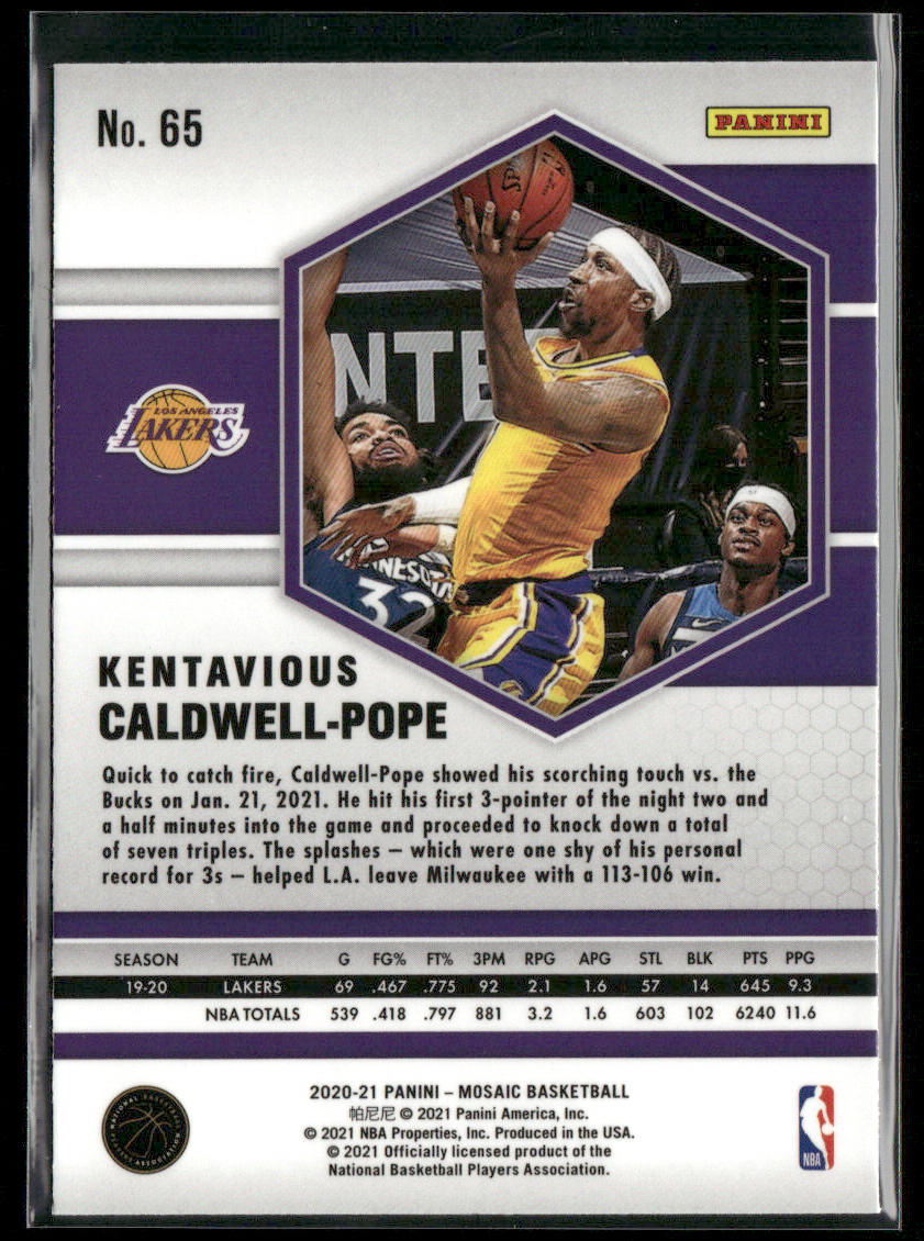 Kentavious Caldwell-Pope 2020-21 Panini Mosaic #65 Los Angeles Lakers