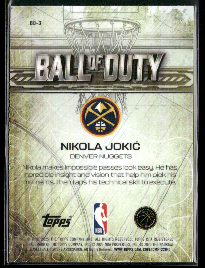 Nikola Jokić 2025-26 Topps Chrome Ball of Duty #BD-3 Denver Nuggets