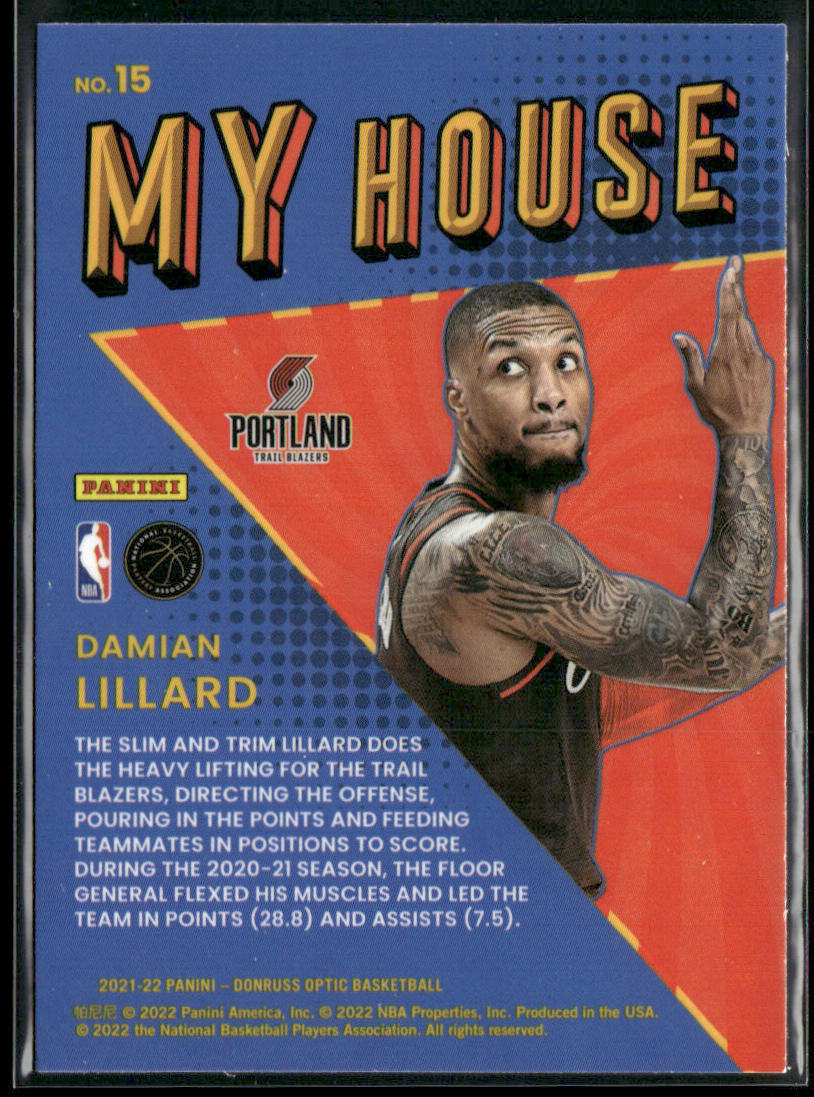 Damian Lillard 2021-22 Donruss Optic My House #15 Portland Trail Blazers