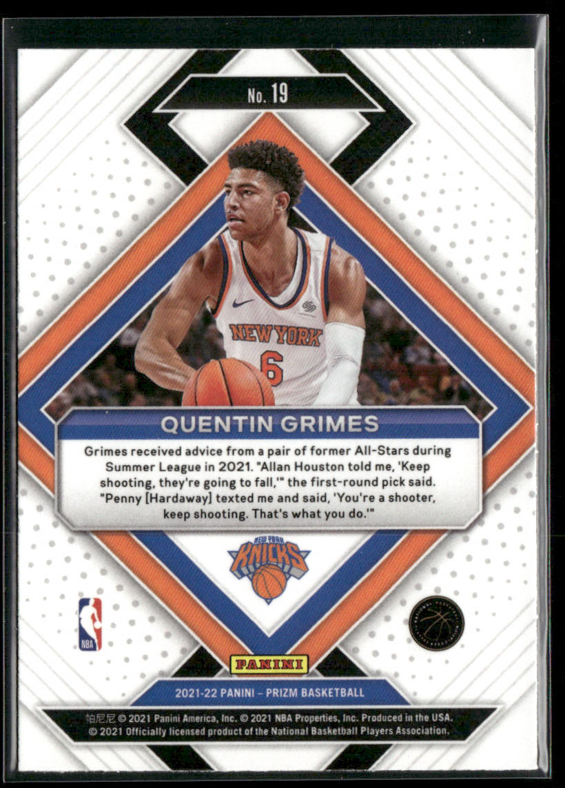 Quentin Grimes 2021-22 Panini Prizm Emergent #19 New York Knicks