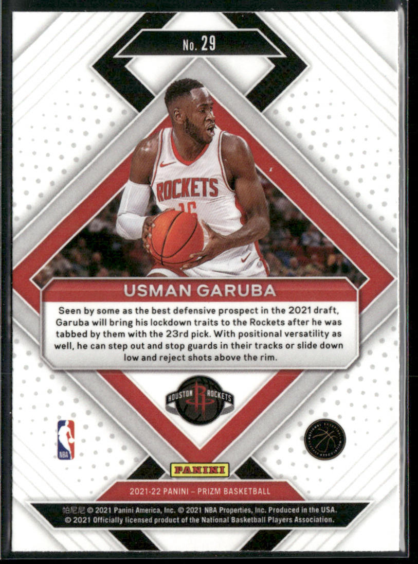 Usman Garuba 2021-22 Panini Prizm Emergent #29 Houston Rockets back