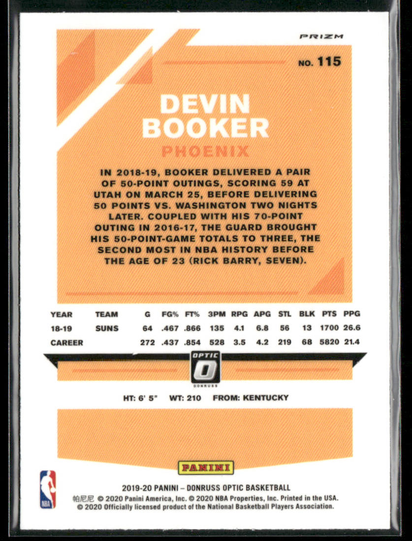 Devin Booker 2019-20 Donruss Optic Holo #115 Phoenix Suns