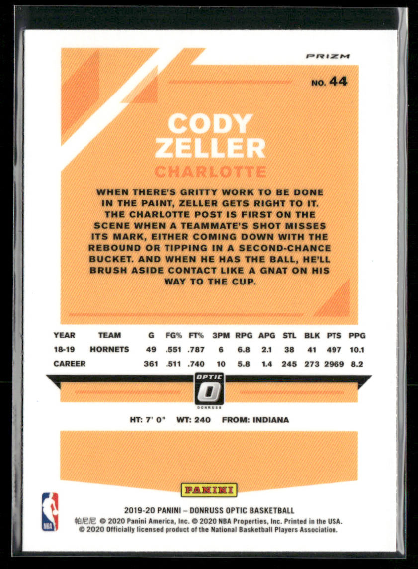 Cody Zeller 2019-20 Donruss Optic Blue Velocity #44 Charlotte Hornets