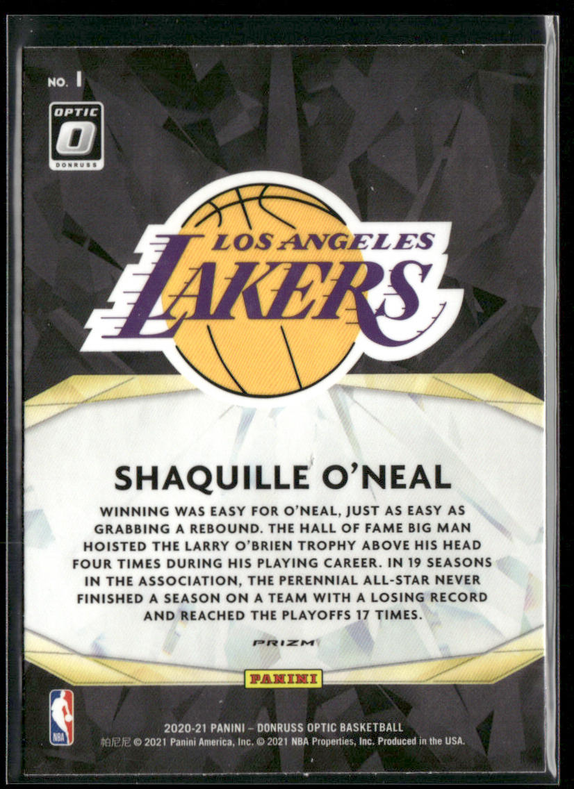 Shaquille O'Neal 2020-21 Donruss Optic Winner Stays Purple #1 Los Angeles Lakers