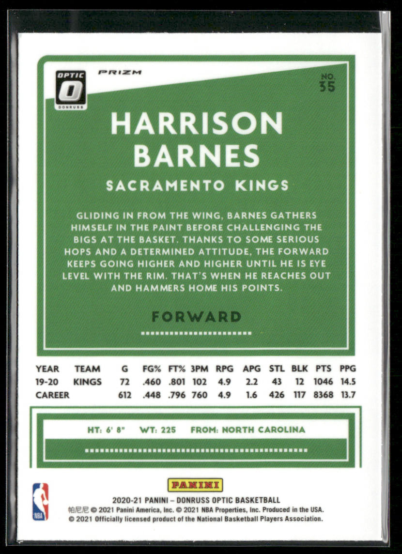 Harrison Barnes 2020-21 Donruss Optic Holo #35 Sacramento Kings