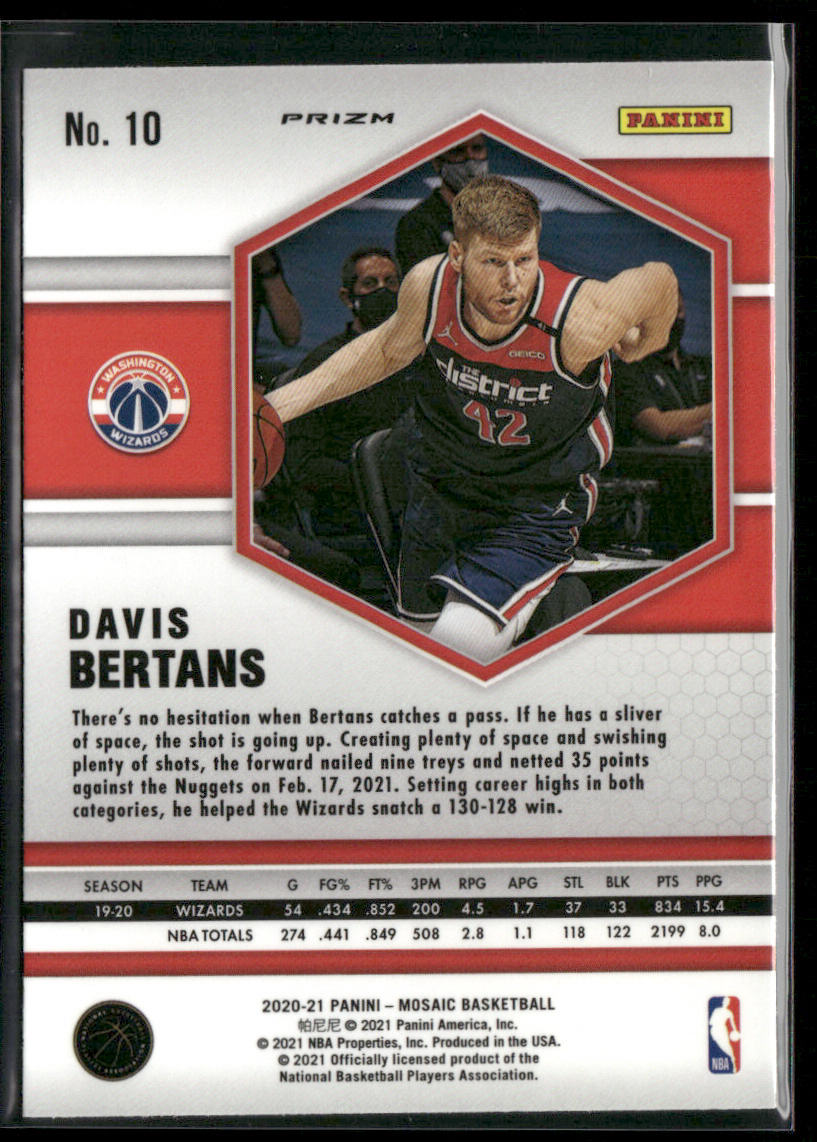 Davis Bertans 2020-21 Panini Mosaic Mosaic Camo Pink #10 Washington Wizards