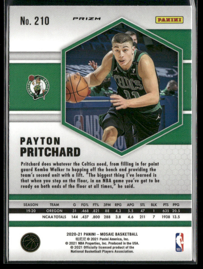 Payton Pritchard 2020-21 Panini Mosaic Mosaic Camo Pink #210 RC Boston Celtics