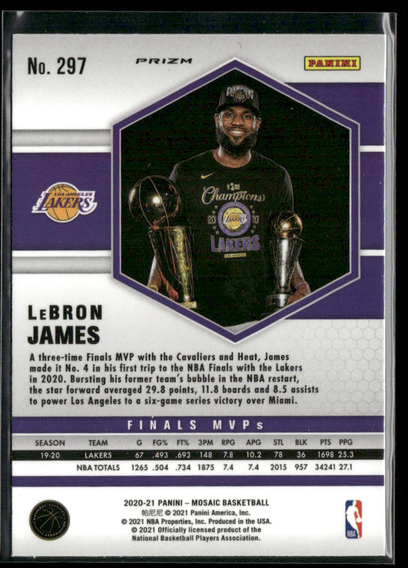 Lebron James 2020-21 Panini Mosaic Mosaic Camo Pink #297 Los Angeles Lakers