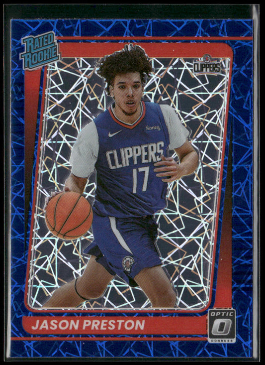 Jason Preston 2021-22 Donruss Optic Blue Velocity #160 RC Los Angeles Clippers