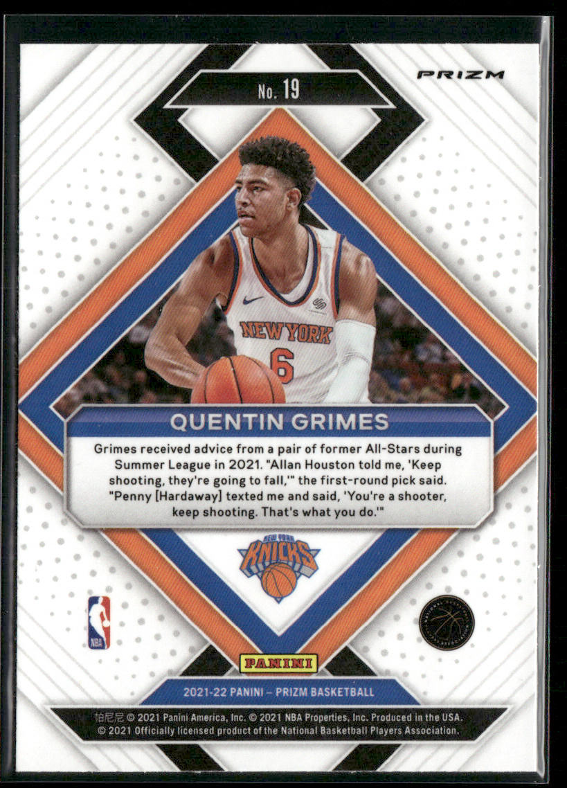 Quentin Grimes 2021-22 Panini Prizm Emergent Prizms Silver #19 New York Knicks