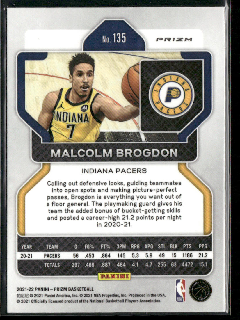 Malcolm Brogdon 2021-22 Panini Prizm Ruby Wave #135 Indiana Pacers