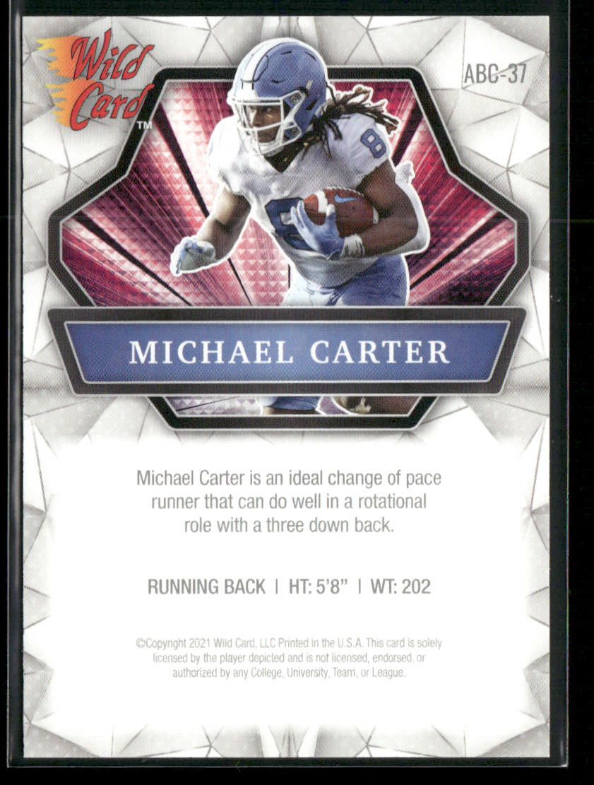 Michael Carter 2021 Wild Card Alumination #ABC-37 RC North Carolina Tar Heels