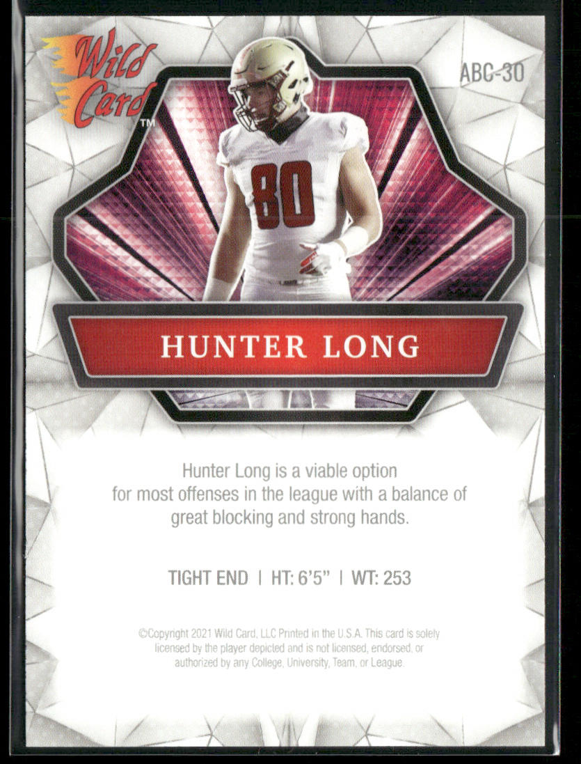 Hunter Long 2021 Wild Card Alumination #ABC-30 Boston College Eagles