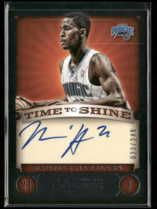 Maurice Harkless 2013-14 Panini Timeless Treasures Time To Shine #5 SN,AU Magic
