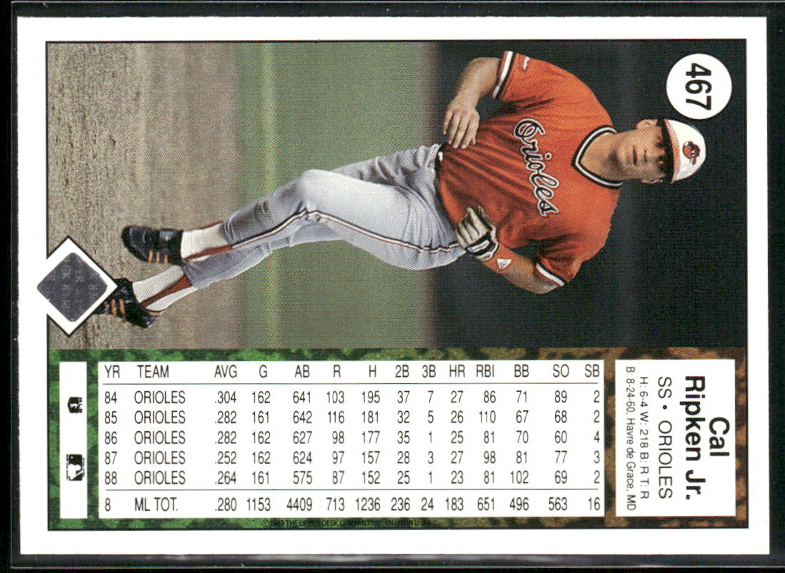 Cal Ripken Jr. 1989 Upper Deck #467 Baltimore Orioles