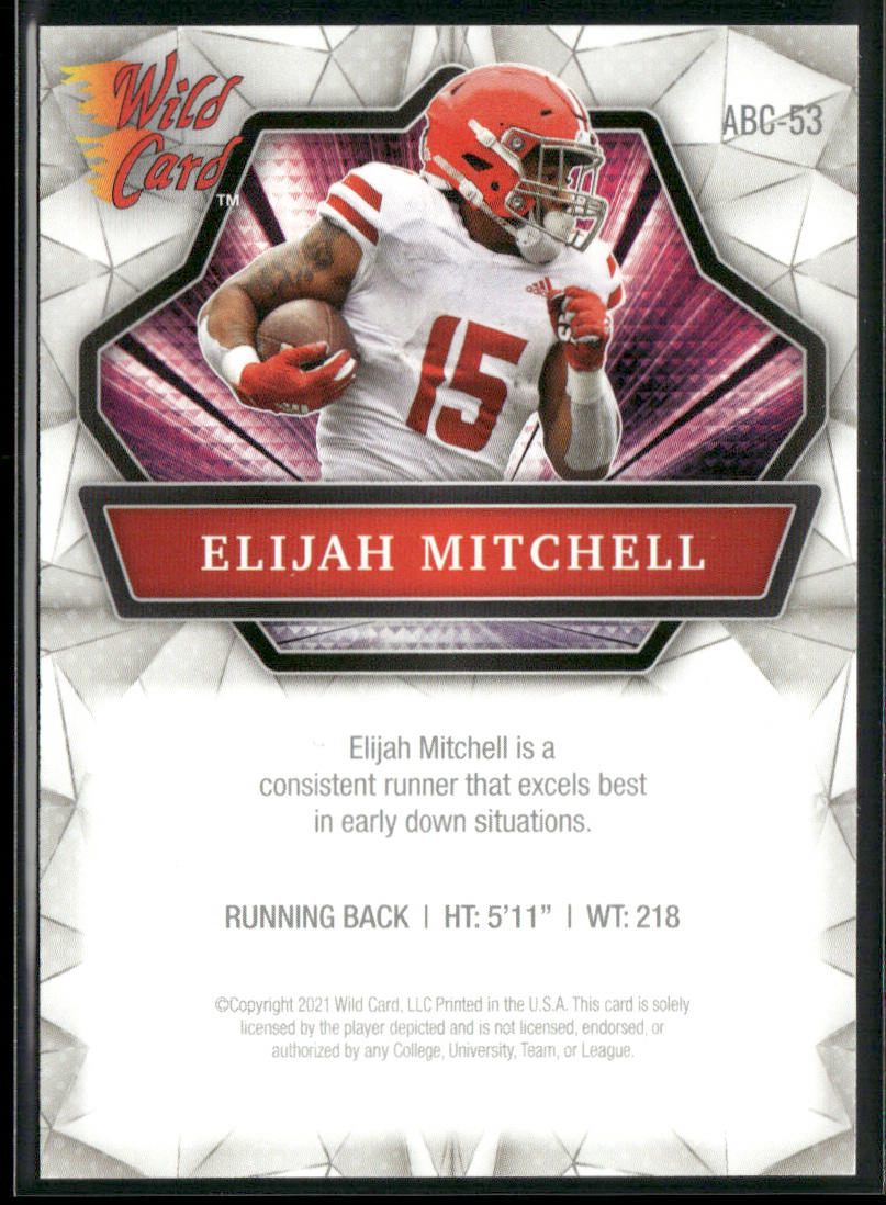 Elijah Mitchell 2021 Wild Card Alumination #ABC-53 Ole Miss Rebels back