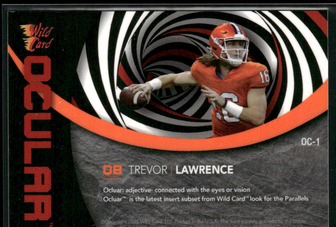 Trevor Lawrence 2021 Wild Card Alumination Ocular Single Swirl Red #OC-1 Tigers
