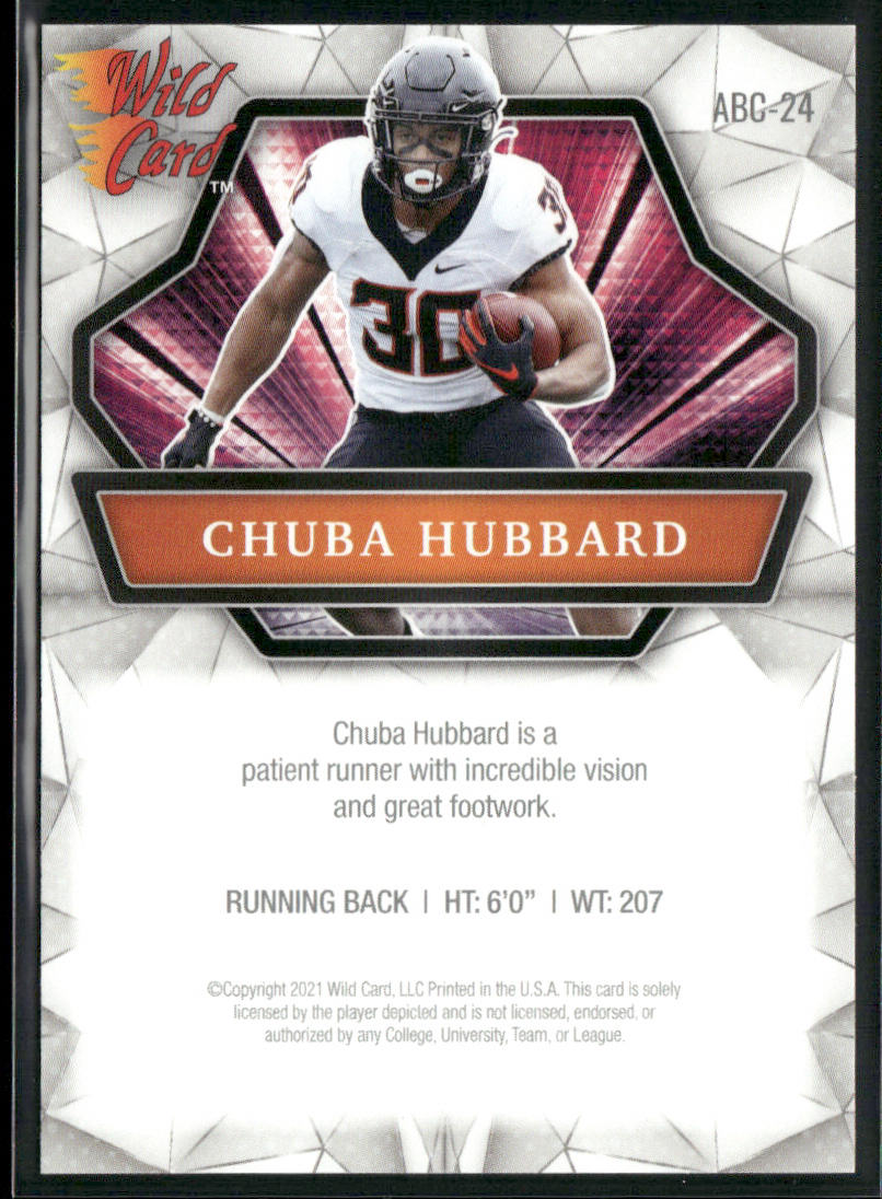 Chuba Hubbard 2021 Wild Card Alumination #ABC-24 Oklahoma State Cowboys