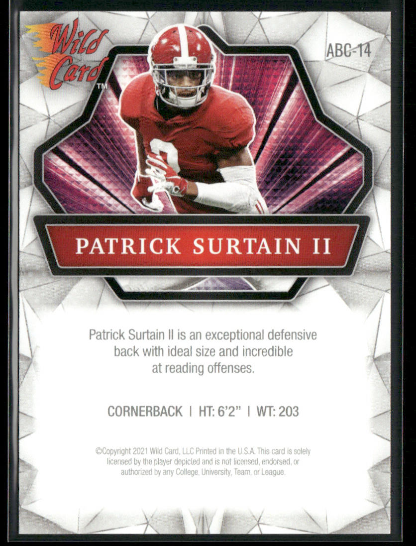 Patrick Surtain II 2021 Wild Card Alumination #ABC-14 Alabama Crimson Tide