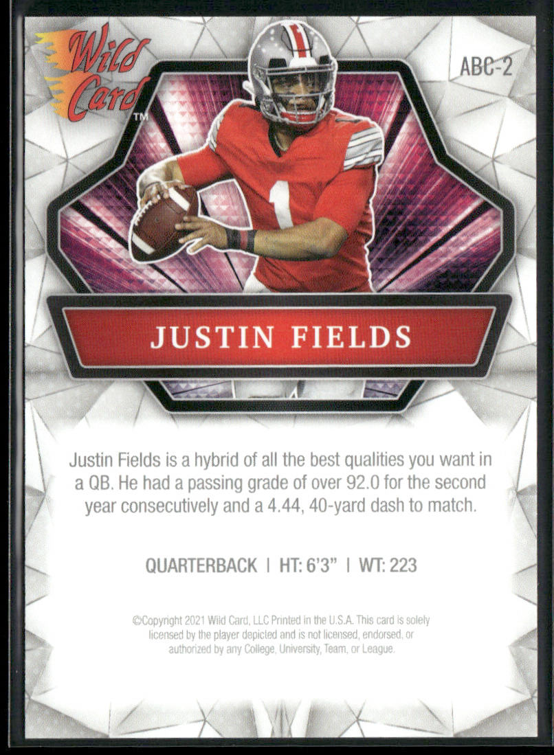 Justin Fields 2021 Wild Card Alumination #ABC-2 Ohio State Buckeyes