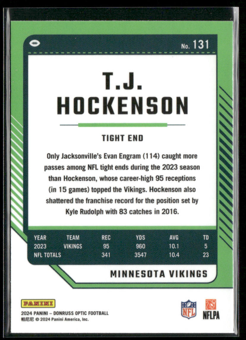 T.J. Hockenson 2024 Donruss Optic #131 Minnesota Vikings