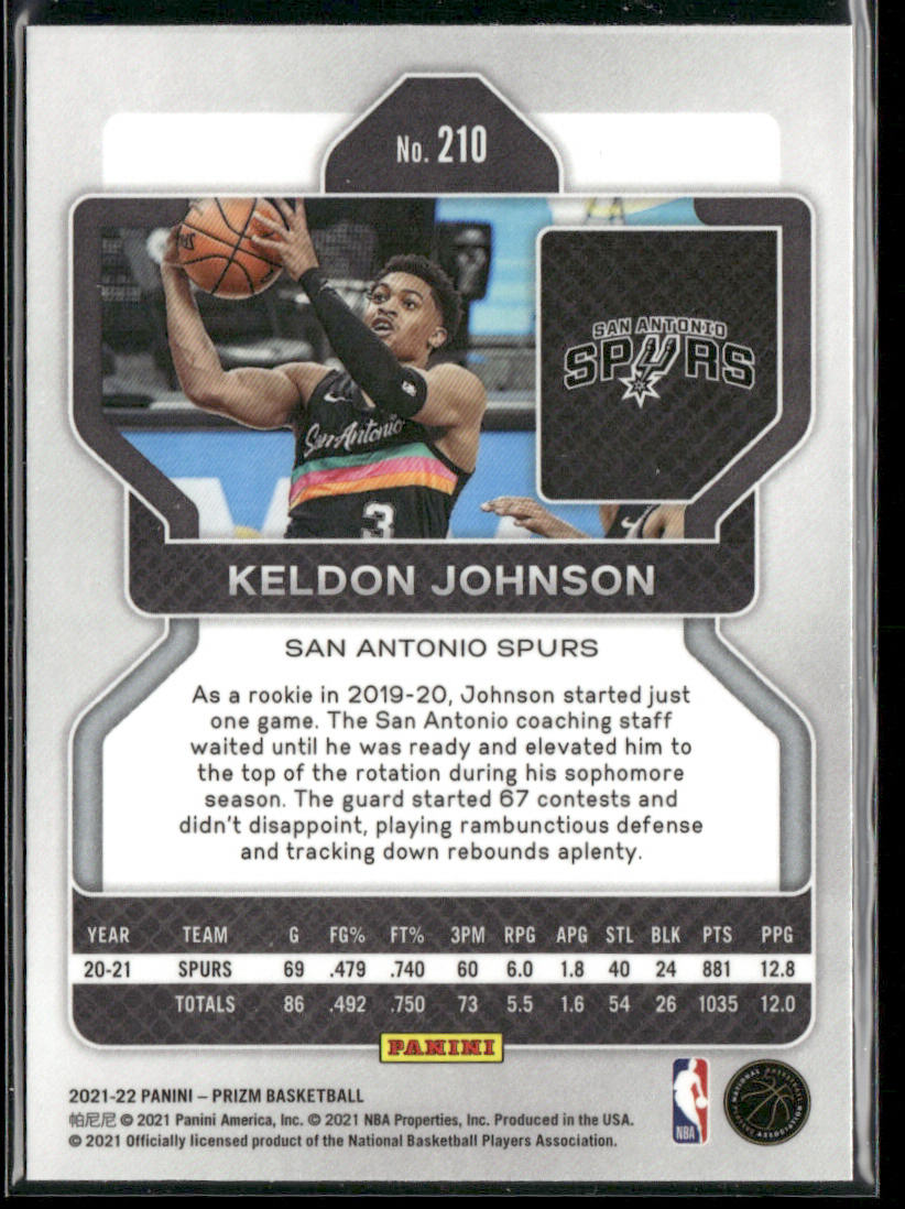 Keldon Johnson 2021-22 Panini Prizm #210 San Antonio Spurs