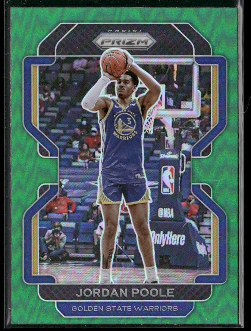 Jordan Poole 2021-22 Panini Prizm Green Wave #222 Golden State Warriors