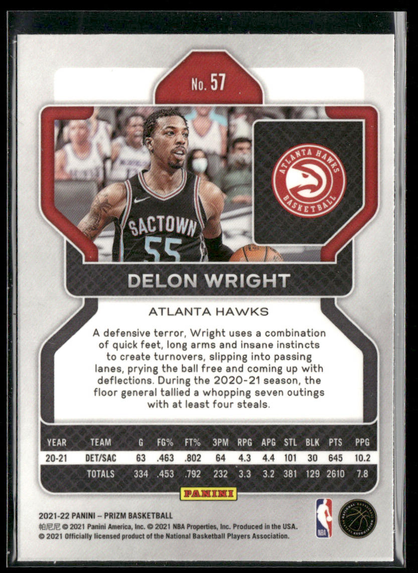 Delon Wright 2021-22 Panini Prizm #57 Atlanta Hawks back