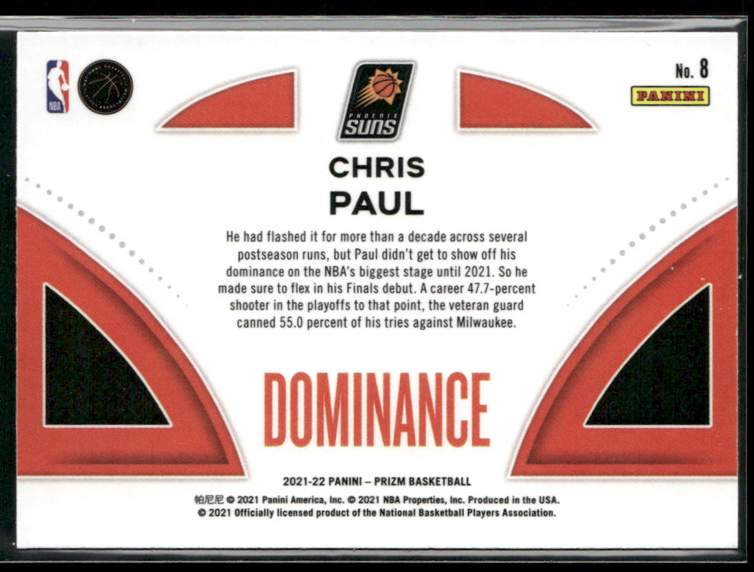 Chris Paul 2021-22 Panini Prizm Dominance #8 Phoenix Suns back