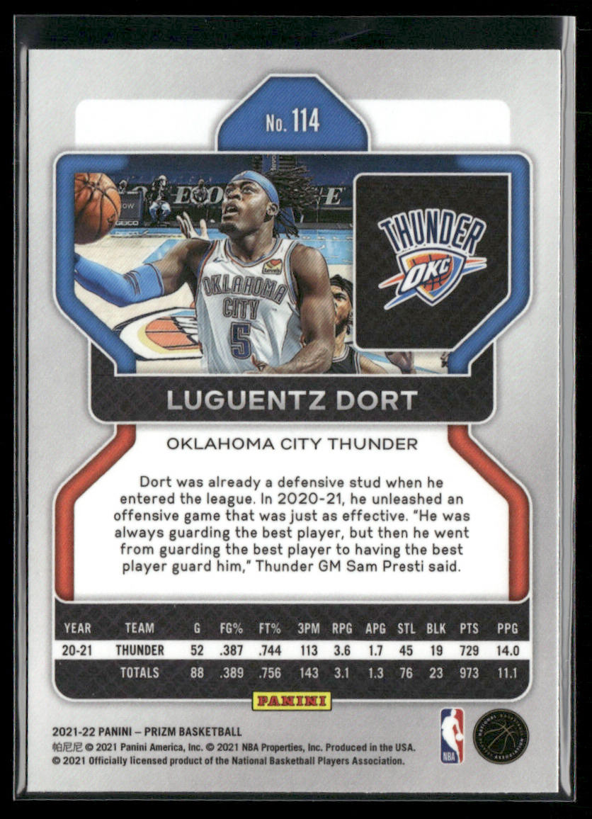 Luguentz Dort 2021-22 Panini Prizm #114 Oklahoma City Thunder