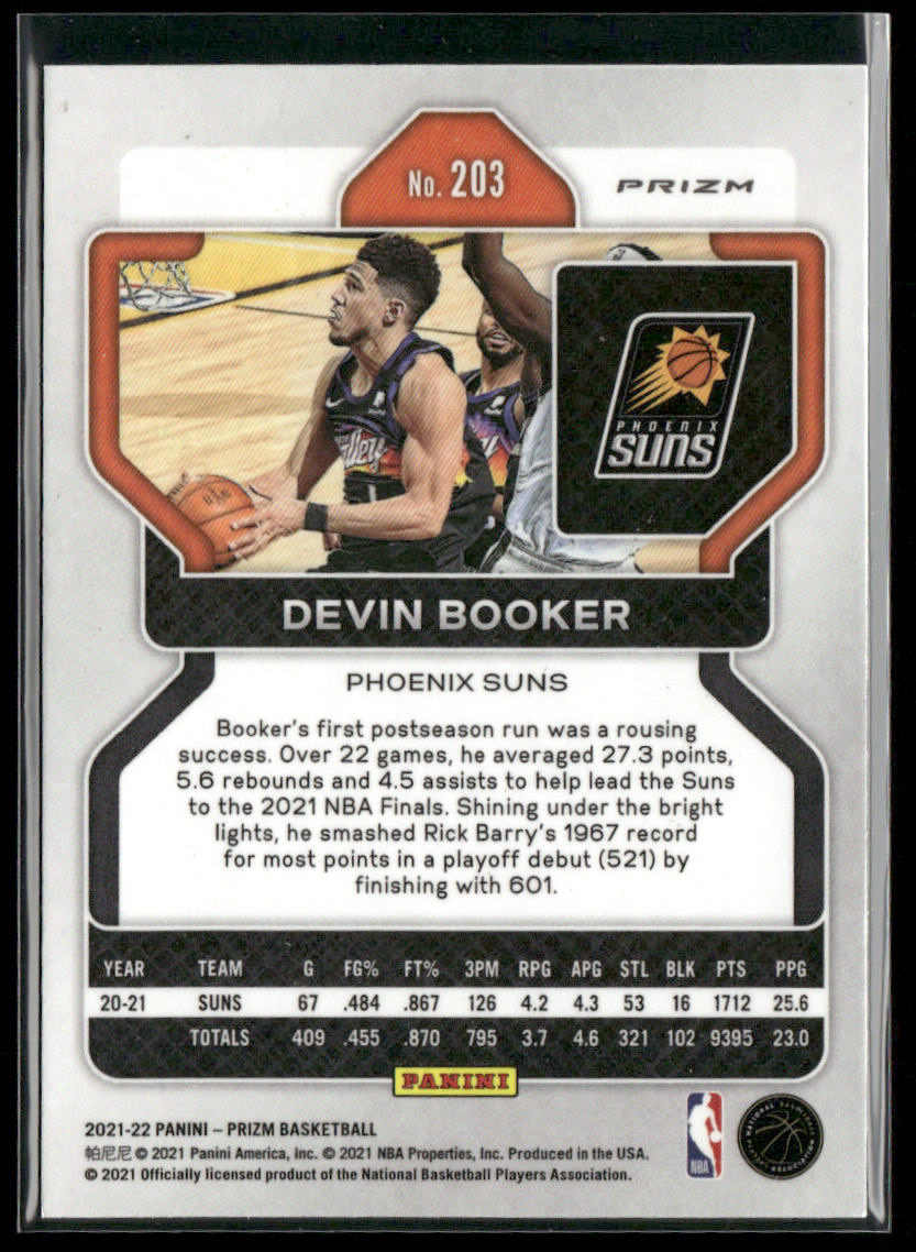 Devin Booker 2021-22 Panini Prizm Green Wave #203 Phoenix Suns