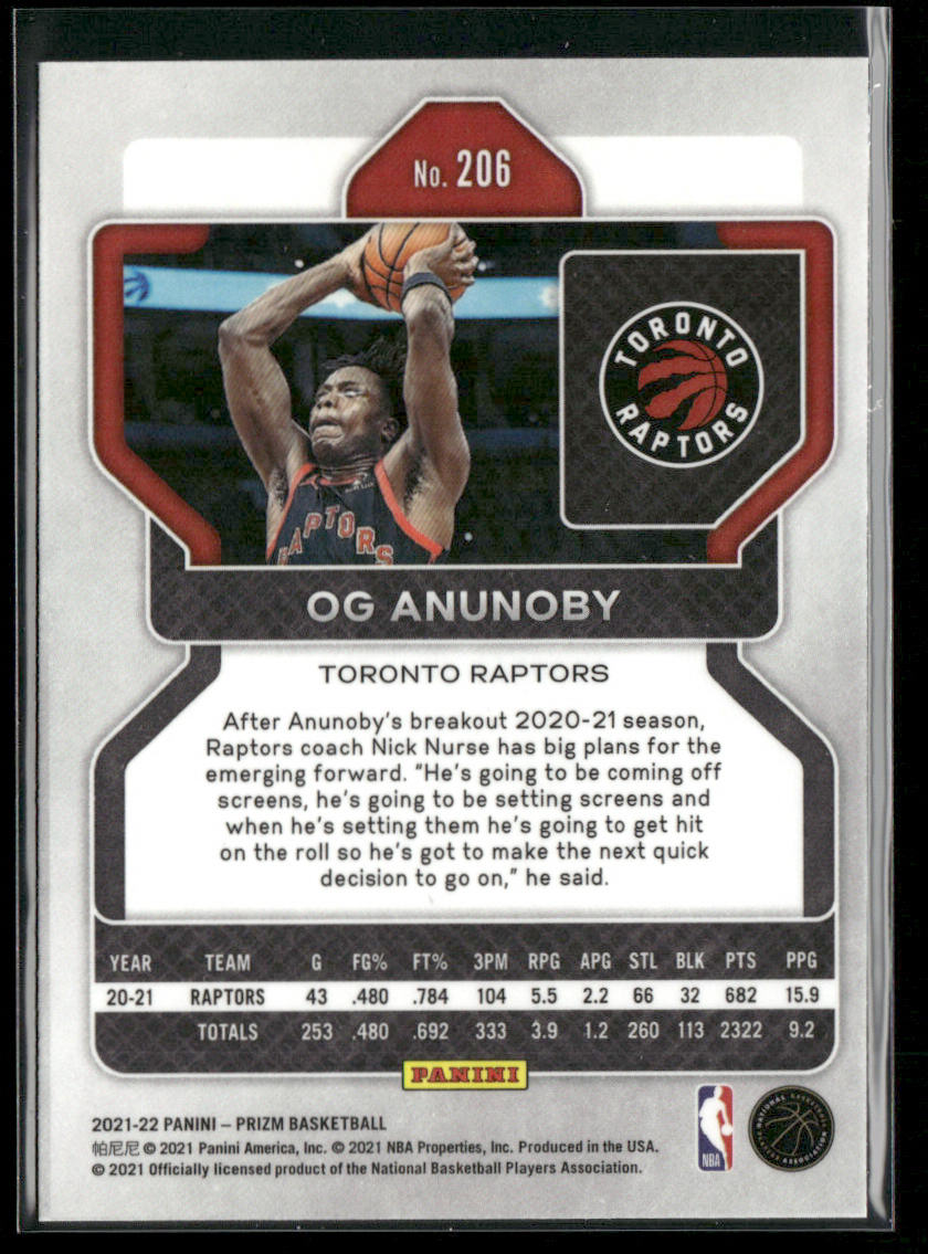 OG Anunoby 2021-22 Panini Prizm #206 Toronto Raptors