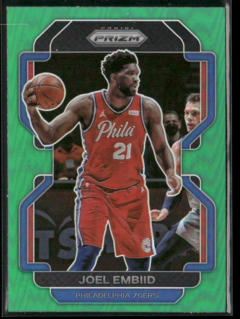 Joel Embiid 2021-22 Panini Prizm Green Wave #176 Philadelphia 76ers