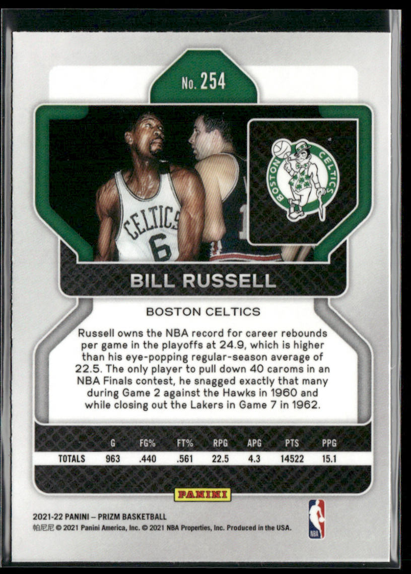 Bill Russell 2021-22 Panini Prizm #254 Boston Celtics