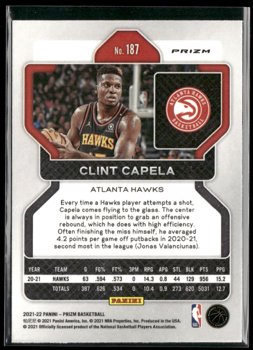 Clint Capela 2021-22 Panini Prizm Red White and Blue #187 Atlanta Hawks