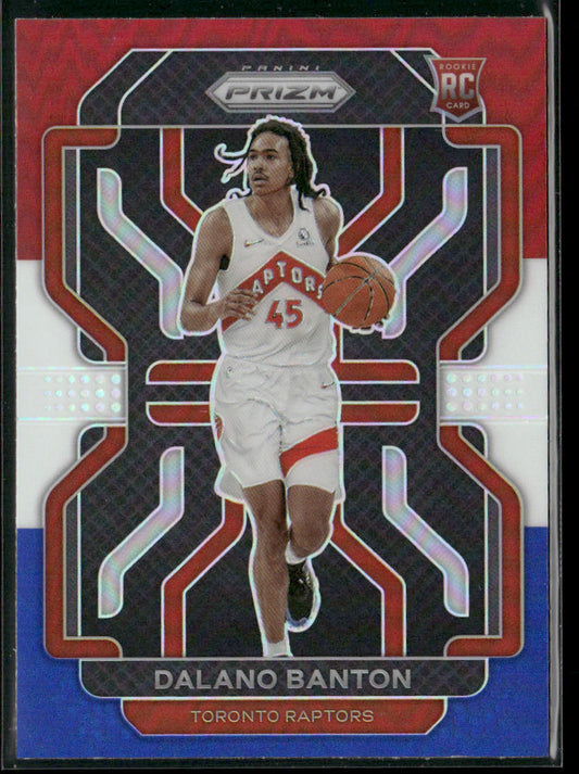 Dalano Banton 2021-22 Panini Prizm Red White and Blue #328 RC Toronto Raptors