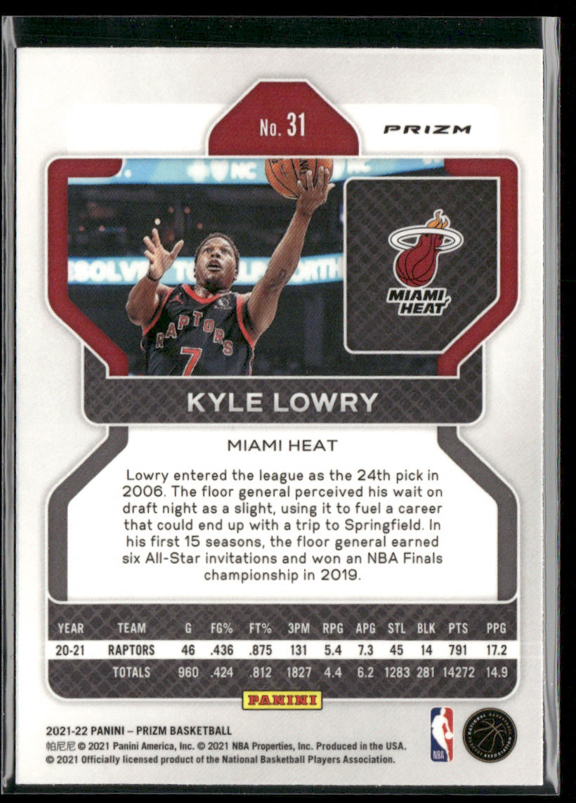 Kyle Lowry 2021-22 Panini Prizm Red White and Blue #31 Miami Heat