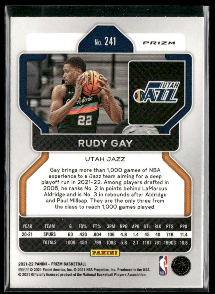 Rudy Gay 2021-22 Panini Prizm Red White and Blue #241 Utah Jazz
